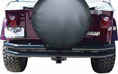 Rampage Products 7648 Black Double Tube Rear Bumper with Hitch Receiver for 1976-2006 Jeep CJ, Wrangler YJ & TJ