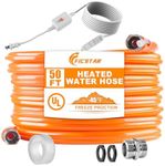 Ficstar 50FT Heated Water Hose for RV, Heated Drinking Water Hose Antifreeze to -45°F, Water Heater Thermostat with Self-regulating Function, 5/8" I.D. with 3/4" GHT Adapter, Lead and BPA Free,No Odor