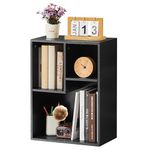 VECELO 3-Cube Bookshelf, Fits Tallest Hardcovers, Horizontal Available, Modern Bookcase, Cubby Storage Organizer for Small Space, Bedroom, Living Room,Black