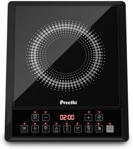 Preethi Indicook IC124 Induction Cooktop, 2100-Watt Electric Stove with Soft Touch Buttons and Crystal Glass (Black)