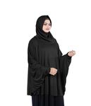 Mehar Hijab's Modest Women's Stylish Instant Sleeve Hijab Solid Casual Style Polycotton Feel Good Fabric Hanana Sleeve Hijab Free Size (Black)