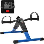 Uten Folding Pedal Exerciser, Mini Exercise Bike, Portable Foot Peddler Desk Bike for Leg and Arm Exercisers, Adjustable Sitting Workout with Electronic Display (Blue)