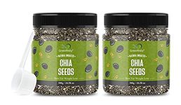 GreenFinity: Premium Chia Seeds 300g+300g - Raw Chia Seeds With Omega 3 & Fibre for Weight Loss management, Healthy Snack for Eating [Jar Pack of 2].