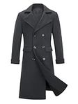 INVACHI Mens Long Trench Coat Doubl