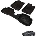Aaddish Car 3D Plastic Foot Mats for Front and Rear Compatible with Honda Civic Old | Complete Set of 3 Pcs Car Floor Mats, Premium Car Accessories, Tray Shape 3D Foot Mats, Washable, Black