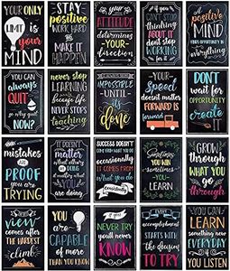 Juvale 20 Pack Motivational Posters with Positive Quotes for Middle and High School Classrooms, Bulletin Boards, and Gifts, Inspirational Growth Mindset Posters (13 x 19 In)