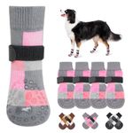 BEAUTYZOO Non Slip Dog Socks to Prevent Licking Paws, Dog Shoes Booties for Hardwood Floors Anti Slip-Thick Grip Works Even When Twisted-Paw Protector for Cold Pavement Small Medium Large Senior Dogs