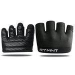 RYMNT Workout Gloves,Short Micro Weight Lifting Gloves Grip Pads with Full Palm Protection & Extra Grip for Men Women Weightlifting,Gym,Cross Training,Powerlifting,WODs.Black-Medium