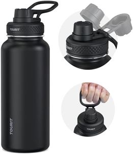 TOURIT 32 oz Insulated Water Bottle, Stainless Steel Water Bottles With Handle, Double-Wall Vacuum Sports Water Bottle, BPA Free Leakproof Thermos Bottle, Black