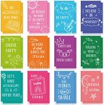 Zonon 24 Pcs Mini Colorful Notebooks, Funny Motivational Journals Notepads Inspirational Notepads Small Pocket Notebook for Kids Teacher School Office Gift Bulk Prizes Travel Supplies (Happy Style)