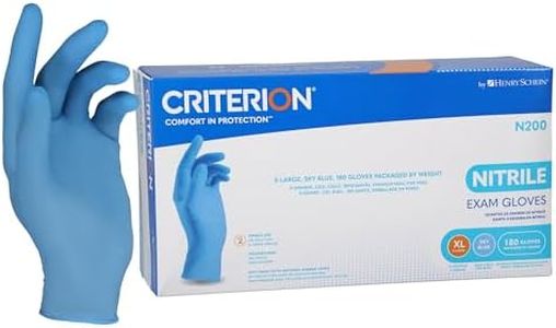 Henry Schein Criterion N200 Nitrile Exam Gloves, X-Large, Sky Blue – 180/Box, Latex-Free, Disposable, Textured Fingertips, Beaded Cuff, Non-Sterile, Ambidextrous