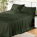 Bedsure California King Sheet Sets, Cooling Sheets, Rayon Derived from Bamboo, Deep Pocket Up to 16", Breathable & Soft Bed Sheets, Hotel Luxury Silky Bedding Sheets & Pillowcases, Olive Green