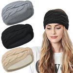 Kavya Winter Headbands for Women's Hair, Knitted Headband Soft Lining Cable Ear Warmers Comfy Ear Muffs Crochet Ladies Head Band Walks Ski Gifts for Women Girl