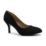 Womens Ladies Low MID HIGH Kitten Heel Pumps Pointed Toe Work Court Shoes Size (UK 6 / EU 39 / US 8, Black Suede)