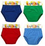 Bright Bots Potty Training Pants with Absorbent and Water Resistant Layer. Bright Pull On Washable Cotton Pants for Toddlers 4 Pack