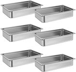 GarveeTech Full Size Steam Table Pans, 6-Pack 4 Inch Deep Restaurant Steam Table Pans Commercial, Anti-Jamming Hotel Pan Stainless Steel