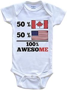 50% Canadian 50% American 100% Awesome Funny One Piece Baby Bodysuit, 24 Months White