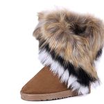 Gaorui Women's Warm Faux Rabbit Fur Winter Boots, lemon tree, 39.5 EU