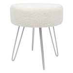 Harbour Housewares 1x Cream/Silver H41 x D35cm Round Boucle Footstool - Small Living Room Dressing Table Footstool Ottoman Pouffe Chair Seat