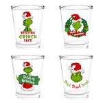 Funny Grinchs Shot Glasses, Novelty Christmas Drinking Cups, 4 Pack 2oz Grinchy Wine Glasses, Xmas White Elephant Gifts for Christmas Stocking Stuffers