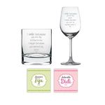 TheYaYaCafe Yaya Cafe™ Anniversary for Sister Didi Jiju, Funny Teasing I Smile I Laugh Whiskey Wine Glass Combo, Coasters Set of 4