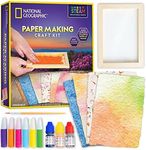 Blue Marble National Geographic Kids Paper Making Kit - Make & Decorate 10 Sheets of Craft Paper with Wooden Silk Screen Mold, Paints & More, Arts & Craft Kit for Scrapbooking & Other Kids Projects