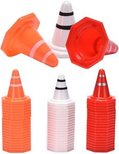 Top Race Small Cones - Bright Orange Red & White - Educational Plastic Toy for Kids - Lightweight & Stable Design - Ideal for Teaching Traffic Knowledge - Giftable -1.6 x 1.2 inch