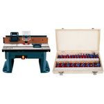 Bosch RA1181 Benchtop Router Table & Stalwart Multi-purpose 24-piece Router Bit Set