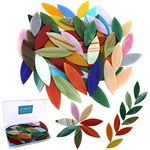 LITMIND 50 Pcs Stained Glass Large Petals for Mosaics, 2"x0.63" Hand-Cut Mosaic Glass Pieces in Assorted Colors, Precut Large Leaf for Mosaic Art Project