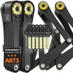 Foldylock Elite Folding Bike Locks - Set of 2 Matching Bicycle Locks with 6 Identical Keys - Patented Highest Security 18/18 Sold Secure Gold Heavy Duty Anti Theft for City and E-Bikes - 43.3"