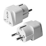 InnovativeIQ India to Europe (Schuko) Plug-Type E/F Europe Plug Adapter-2 in 1 Universal Adapter for Europe, Perfect for Laptop, Camera, Charger - CE, RoHS - 5 Years Warranty (Pack of 2, White)