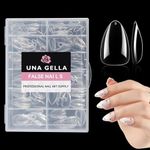 UNA GELLA Short Almond Nail Tips Pre-shape Short Almond Gel X Nail Tips 216pcs Short Almond Press on Nails 12 Sizes Soft Gel Acrylic Clear Fake Full Cover Nail Tips for Nails Extension Home DIY Salon