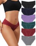 Levao Cotton Women's Underwear Stretchy Low Rise Bikini Panties Breathable Briefs Lace Cheeky Panty 6 Pack S-XL