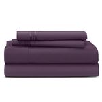 Cosy House Collection 1500 Series Luxury Bed Sheet Set - Ultra Soft Hotel Sheets with Deep Pocket - Cool & Breathable - Wrinkle, Fade & Stain Resistant - 5 Piece Set (Split King, Purple)