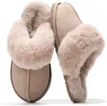 Project Cloud House Slippers for Women - 100% Sheepskin Upper & Dyed Sheep Fur - Memory Foam Womens Slippers & Slides for Women Footwear, Non-Slip Fuzzy Slippers (LYNSEY, PINK, 10)