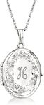 Ross-Simons Single Initial - Sterling Silver 4-Photo Oval Locket Necklace. 18 inches