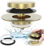 Brushed Gold Upgraded Tip Toe Tub Stopper, Universal Pop Up Bathtub Drains Plug, Bathroom Bath Tub Drain Stoppers, Replaces Lift and Turn, Tip-Toe and Trip Lever drains for Tub, Easy Install