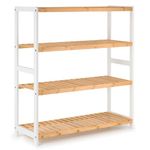 woodluv 4-Tier Shoe Rack, Shoe Storage Organiser, Wooden Storage Rack, Shoe Shelf for Hallway, Living Room, Plants Books, Bedroom,Bathroom - 69D x 26W x 80H cms