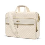 MOSISO 15-15.6 inch Laptop Bag, Briefcase for Women&Men, 16 inch Square Quilted Computer Messenger Bag Office Travel Business with 3 Pockets&Strap, Beige