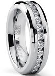 Ladies Eternity Titanium Ring 2.4 Carat Cubic Zirconia Wedding Band with CZ 6MM Size 6