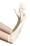 BABEYOND Long Evening Gloves Satin Elbow Gloves Bridal Fancy Dress Gloves Wedding Prom Opera Gloves 1920s Style for Women (Long Smooth 55cm/Champagne)(Size: Adult Size (Length 55cm))