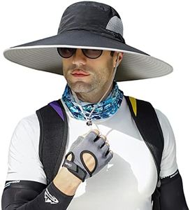 6" Large Wide Brim Sun Hats, Men and Women Bucket Hat for Outdoor Fishing Hiking Garden Lawn Yard Work Safari Beach Kayaking E-yp02-black