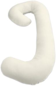 Snoogle Chic 100% Cotton Jersey Knit Total Body Pregnancy Pillow with Easy on-off Zippered Cover-Ivory