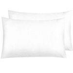 NTBAY 2 Pack Zippered Satin Pillow Cases for Hair and Skin, Luxury Standard Hidden Zipper Pillowcases Set of 2, 50x75 cm, White