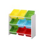 NICEME Kids Room Toys Organizer Unit, Toy Storage Unit with Storage Bins, also as Children Bookcase (9 Small Bins) CB