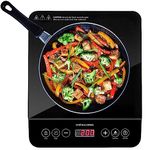 Andrew James Single Induction Hob, Portable 2000W Electric Cooker with Hot Plate Controls Touch Sensitive 10 Heat Levels Timer & Auto Switch Off Easy Use Cooking