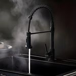 Hindware Italian Collection 2-Function Pull Out Kitchen Sink Mixer for Kitchen with Spring Feature | Made of 304-grade Stainless Steel | Elegant Matte Black Finish | 5-Year Manufacturer Warranty