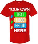 Custom T-Shirts for Men and Women Design Your Own Personalized Shirt with Text Image Logo Customizable Front and Back Print Soft Cotton Tee Red