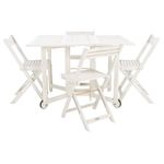 SAFAVIEH Outdoor Collection Arvin White Acacia Wood Hexagon Table & 4 Chair Set (Fully Assembled)