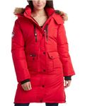 CANADA WEATHER GEAR Women's Winter Coat - Women's Parka and Long Winter Jackets for Women with Removable Faux-Fur Hood (S-3X), Red Apple/Natural, Medium